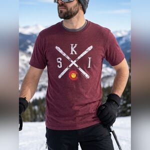 Men's Burgundy Ski Graphic T-Shirt